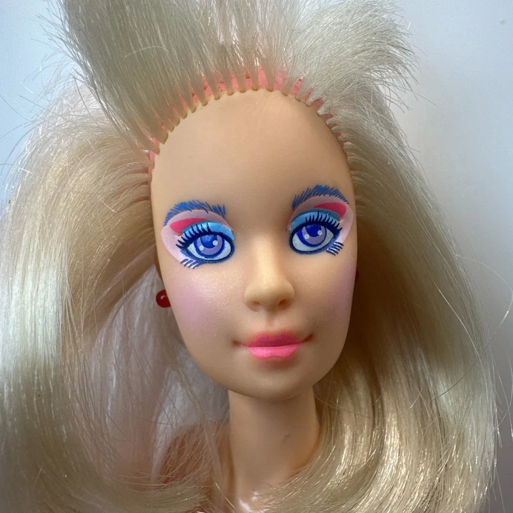 Vintage 1985 Hasbro Jem Jerrica Doll Nude Light Up Earrings Shoe Stand Works